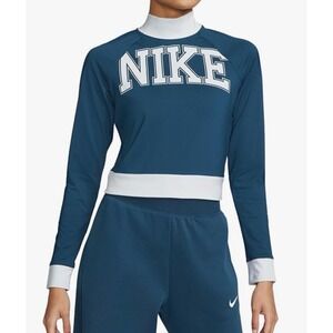 Nike Women's Team Sportswear Long-Sleeve Top Size XL NWT Valerian Blue & White
